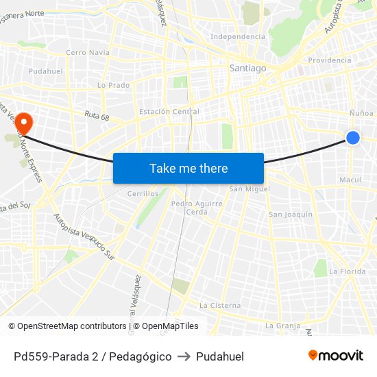 Pd559-Parada 2 / Pedagógico to Pudahuel map