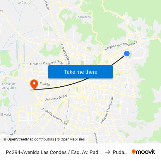 Pc294-Avenida Las Condes / Esq. Av. Padre H. Central to Pudahuel map