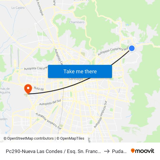 Pc290-Nueva Las Condes / Esq. Sn. Francisco De Asís to Pudahuel map