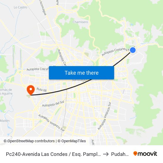 Pc240-Avenida Las Condes / Esq. Pamplona to Pudahuel map