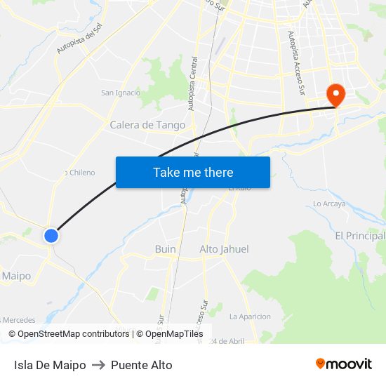 Isla De Maipo to Puente Alto map