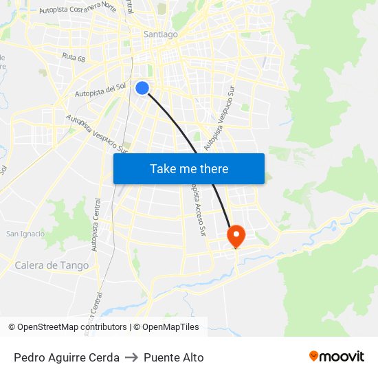 Pedro Aguirre Cerda to Puente Alto map