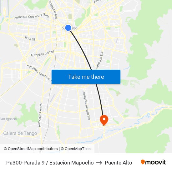 Pa300-Parada 9 / Estación Mapocho to Puente Alto map