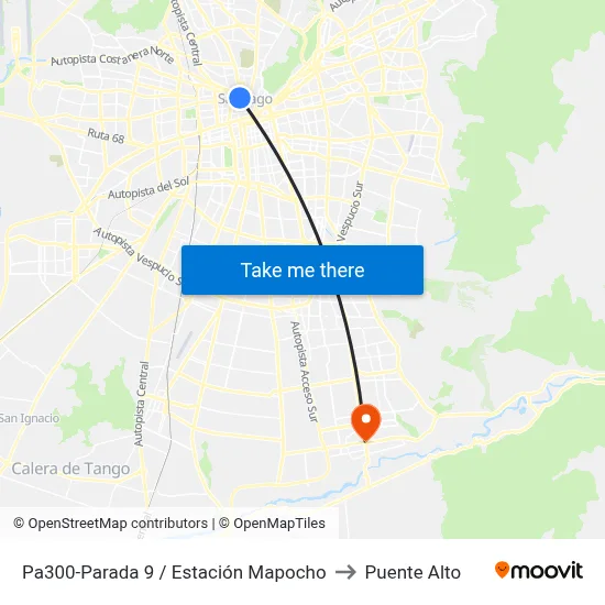Pa300-Parada 9 / Estación Mapocho to Puente Alto map