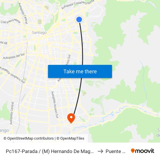 Pc167-Parada / (M) Hernando De Magallanes to Puente Alto map