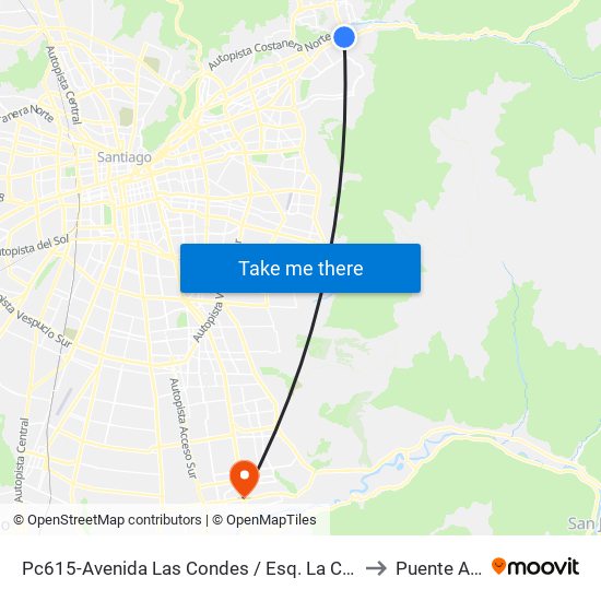 Pc615-Avenida Las Condes / Esq. La Cabaña to Puente Alto map