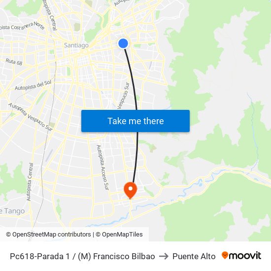 Pc618-Parada 1 / (M) Francisco Bilbao to Puente Alto map