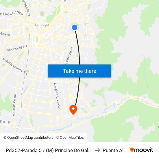 Pd357-Parada 5 / (M) Príncipe De Gales to Puente Alto map