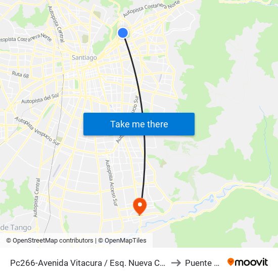 Pc266-Avenida Vitacura / Esq. Nueva Costanera to Puente Alto map