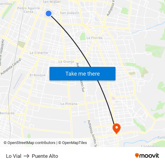 Lo Vial to Puente Alto map