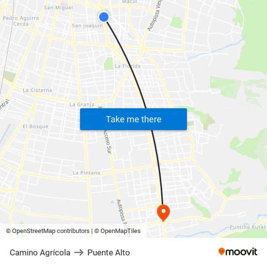 Camino Agrícola to Puente Alto map