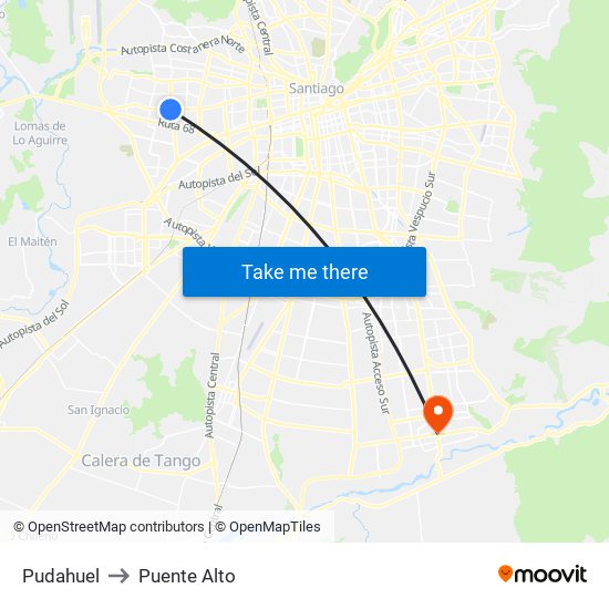 Pudahuel to Puente Alto map