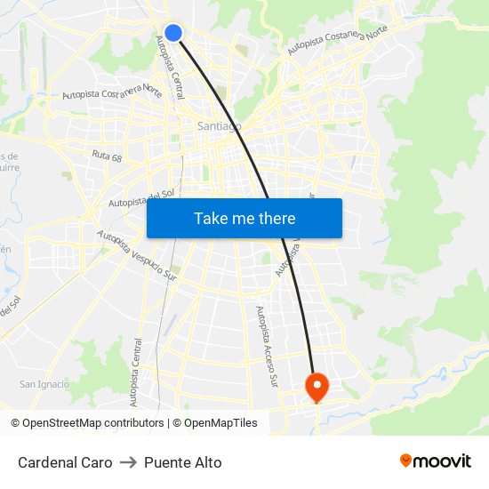 Cardenal Caro to Puente Alto map