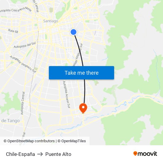 Chile-España to Puente Alto map