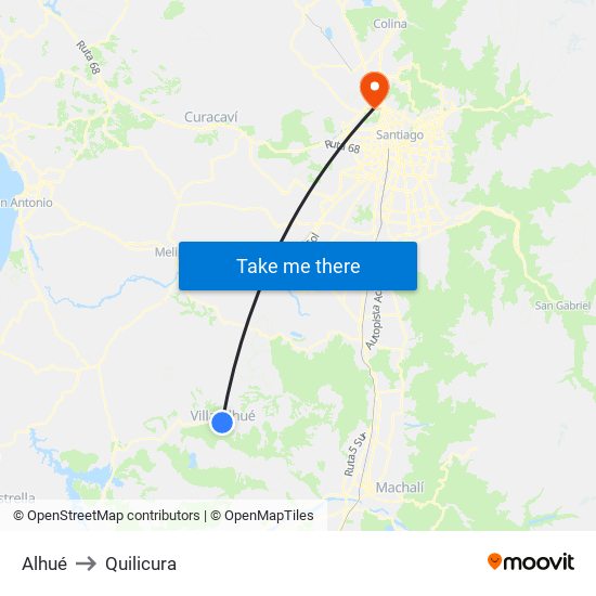 Alhué to Quilicura map