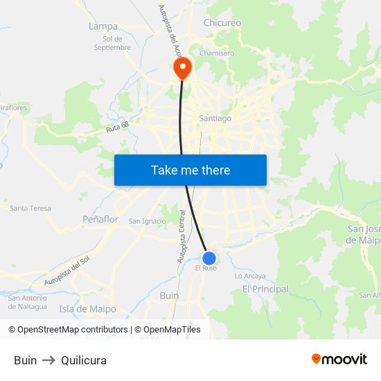 Buin to Quilicura map