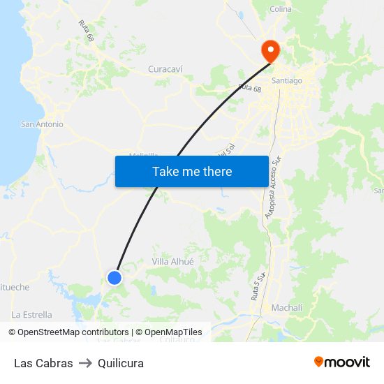 Las Cabras to Quilicura map