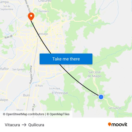 Vitacura to Quilicura map