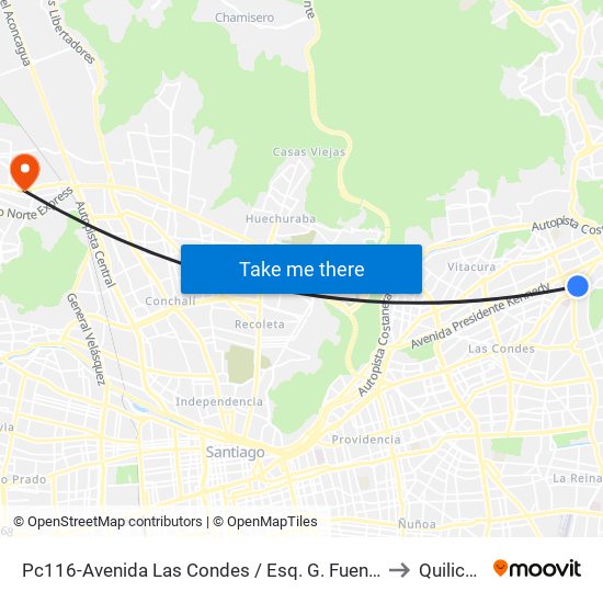 Pc116-Avenida Las Condes / Esq. G. Fuenzalida to Quilicura map
