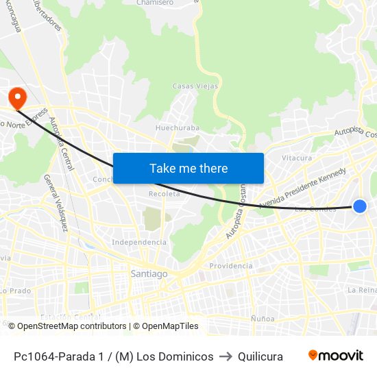 Pc1064-Parada 1 / (M) Los Dominicos to Quilicura map