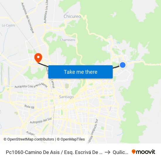 Pc1060-Camino De Asis / Esq. Escrivá De Balaguer to Quilicura map