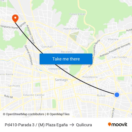 Pd410-Parada 3 / (M) Plaza Egaña to Quilicura map