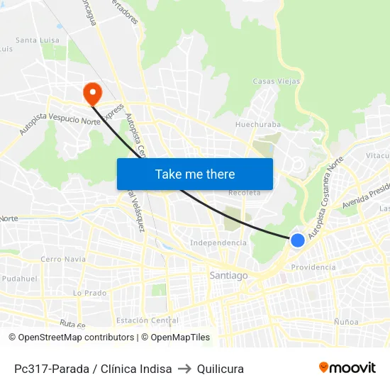 Pc317-Parada / Clínica Indisa to Quilicura map