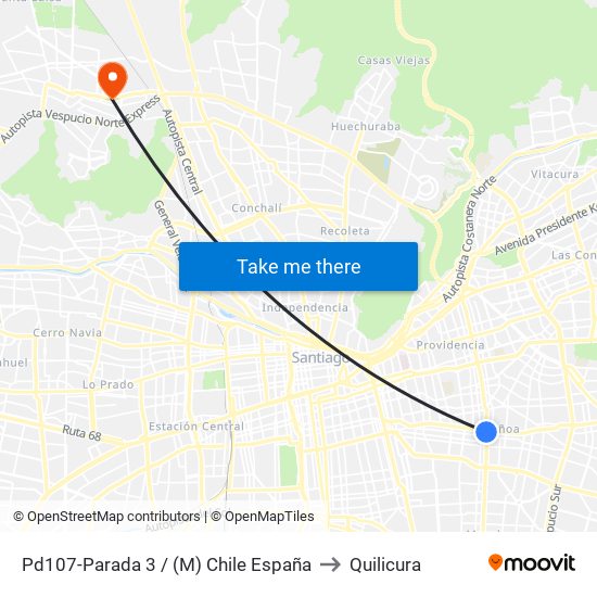 Pd107-Parada 3 / (M) Chile España to Quilicura map