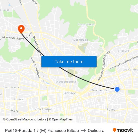 Pc618-Parada 1 / (M) Francisco Bilbao to Quilicura map