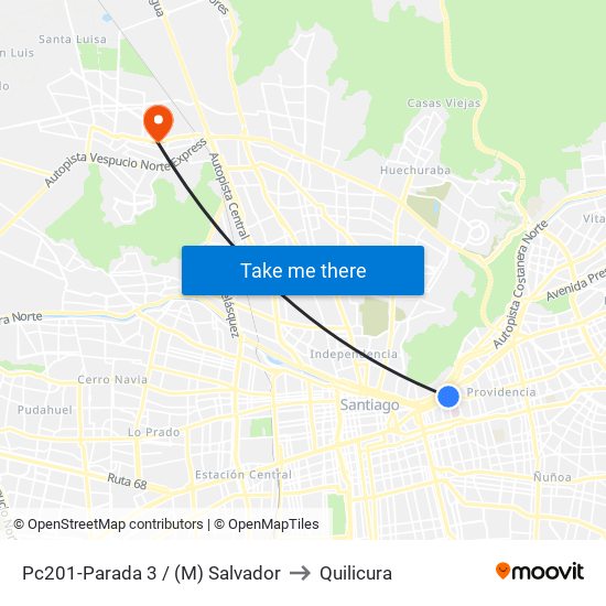 Pc201-Parada 3 / (M) Salvador to Quilicura map