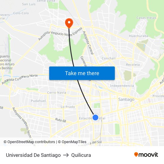 Universidad De Santiago to Quilicura map