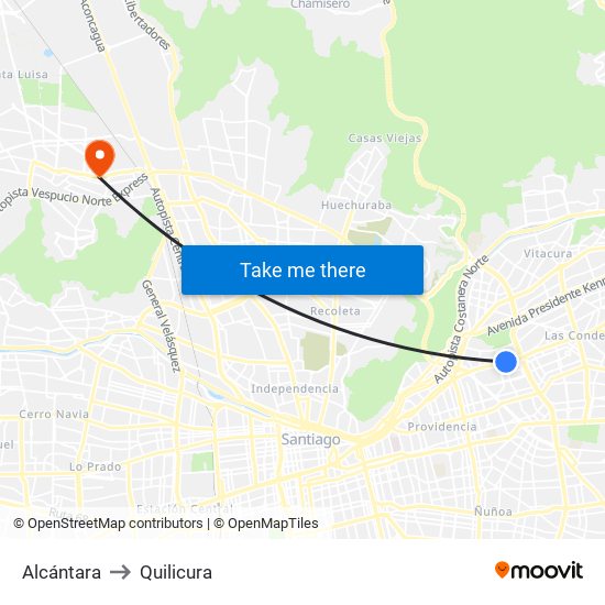 Alcántara to Quilicura map