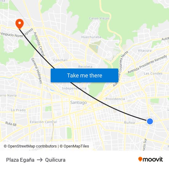Plaza Egaña to Quilicura map