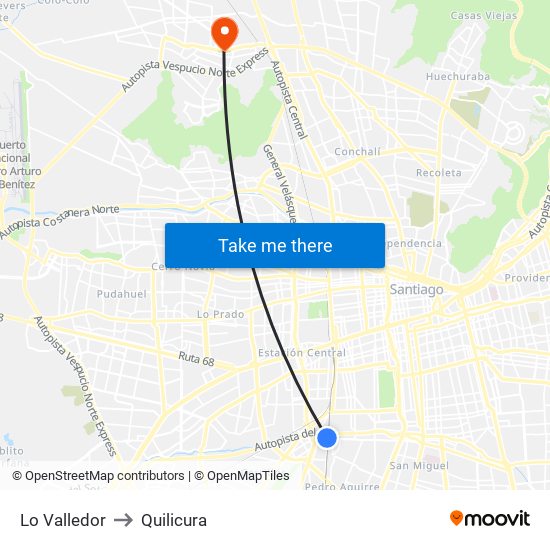 Lo Valledor to Quilicura map
