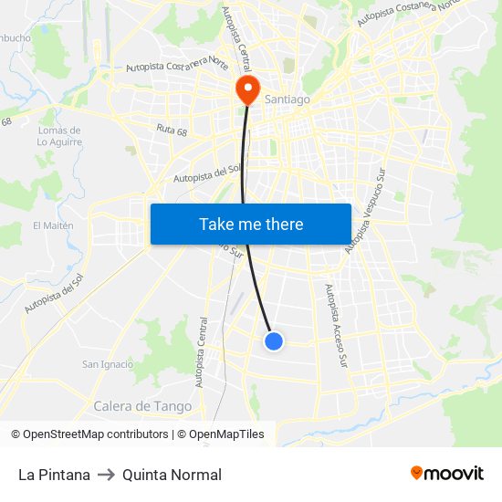 La Pintana to Quinta Normal map