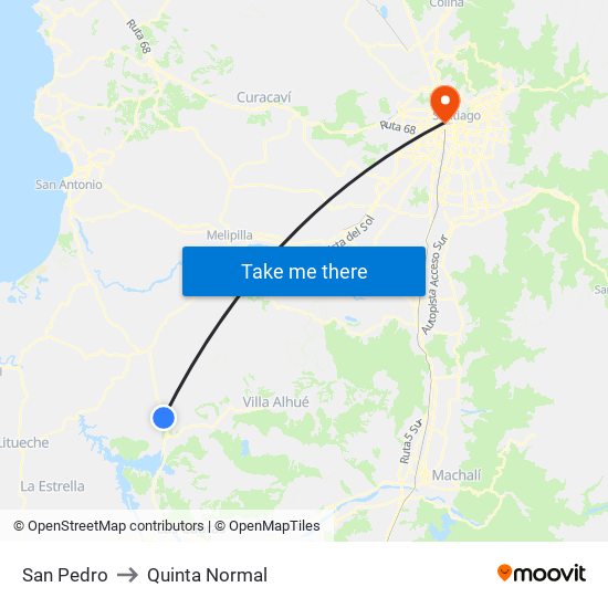 San Pedro to Quinta Normal map