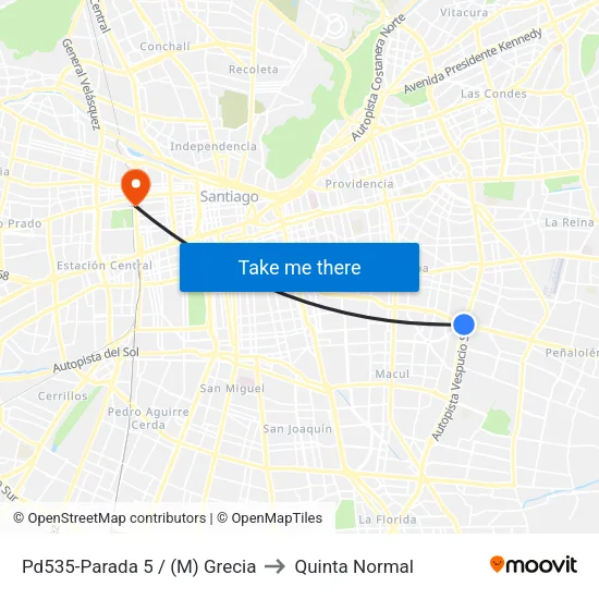 Pd535-Parada 5 / (M) Grecia to Quinta Normal map