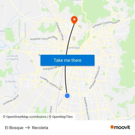 El Bosque to Recoleta map