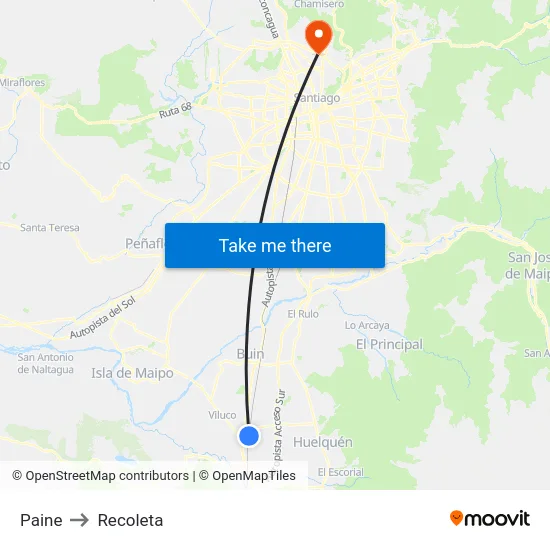 Paine to Recoleta map