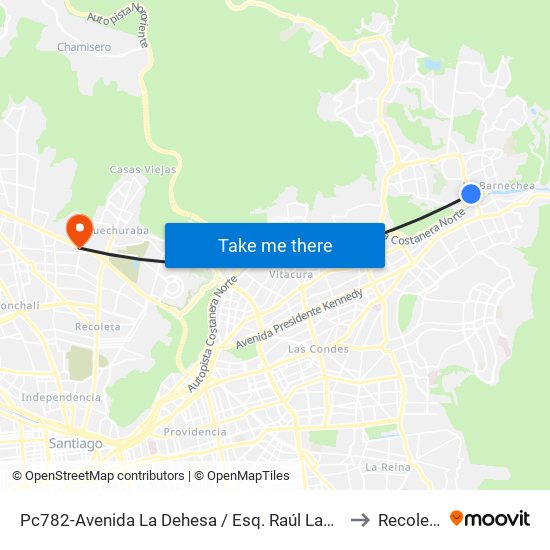 Pc782-Avenida La Dehesa / Esq. Raúl Labbé to Recoleta map