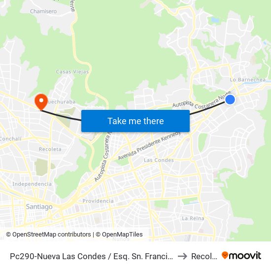 Pc290-Nueva Las Condes / Esq. Sn. Francisco De Asís to Recoleta map