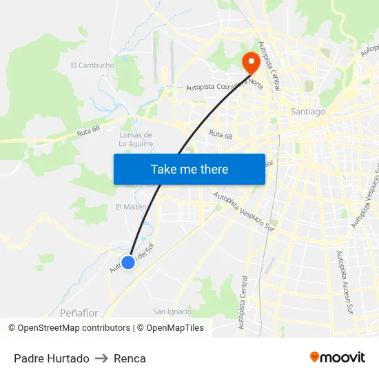 Padre Hurtado to Renca map