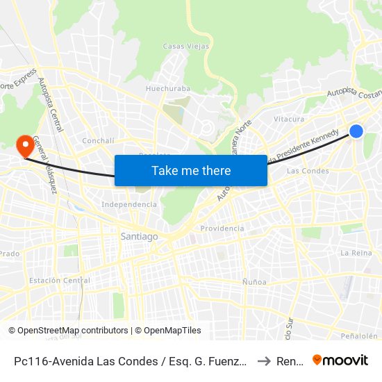 Pc116-Avenida Las Condes / Esq. G. Fuenzalida to Renca map