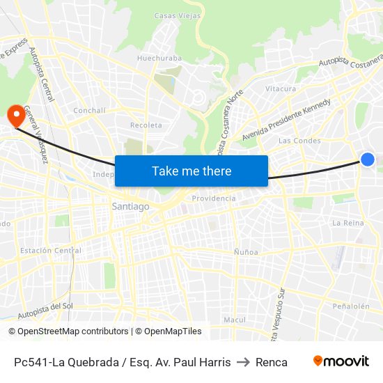 Pc541-La Quebrada / Esq. Av. Paul Harris to Renca map