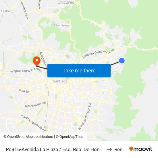 Pc816-Avenida La Plaza / Esq. Rep. De Hondura to Renca map