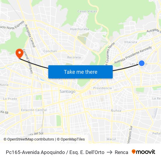 Pc165-Avenida Apoquindo / Esq. E. Dell'Orto to Renca map
