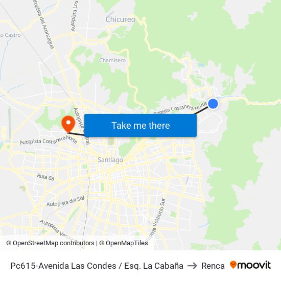Pc615-Avenida Las Condes / Esq. La Cabaña to Renca map
