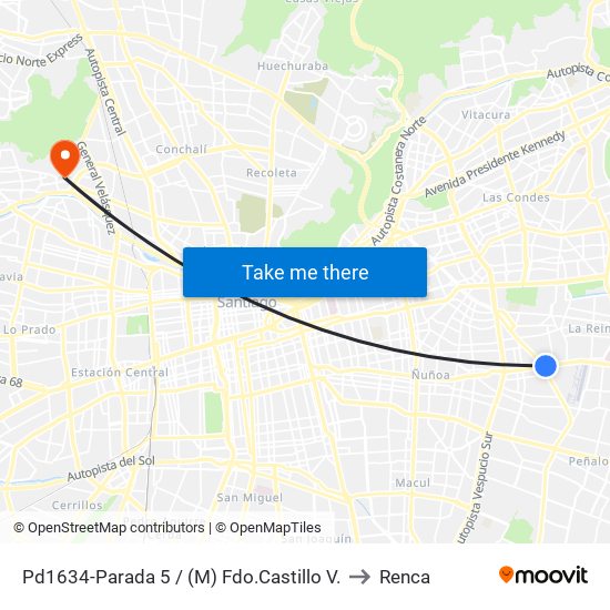Pd1634-Parada 5 / (M) Fdo.Castillo V. to Renca map