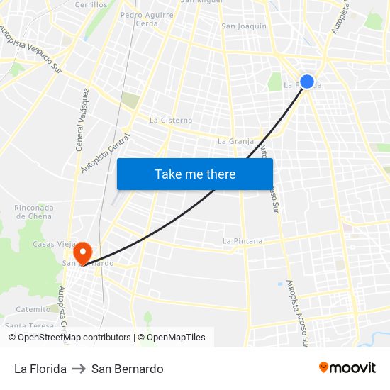La Florida to San Bernardo map