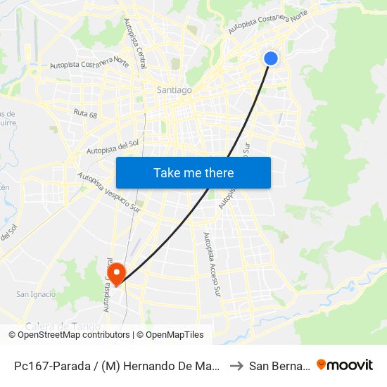 Pc167-Parada / (M) Hernando De Magallanes to San Bernardo map